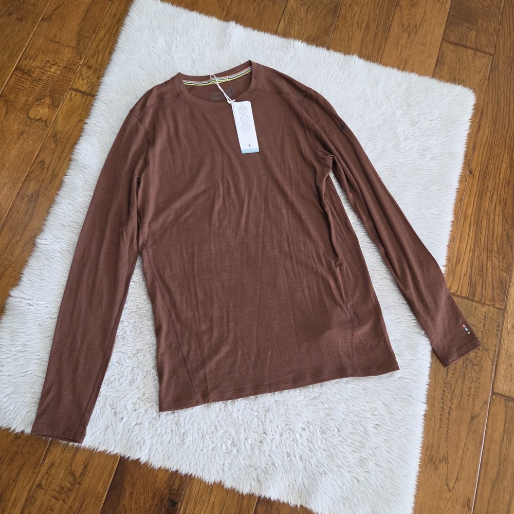 Smartwool Classic All-Season Merino Base Layer Crew Shirt Men's Small Brown